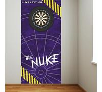 Luke Littler Dart Board Backdrop - Purple Camo with Neon Striped Corners Wall Sticker (180cm height x 85cm width)