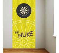 Luke Littler Dart Board Backdrop - Yellow Repeat Name Wall Sticker (220cm Height x 100cm Width)