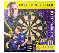 Target Darts Luke Littler Cabinet & Dartboard Set | Player Edition ‘The Nuke’ Dart Board Cupboard Set with 2 Sets of Steel Tip Darts, Score Charts, Competition Standard Throw Line