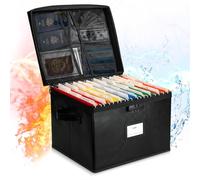 Lukeline Fireproof Document Box with Lock, 10 Hanging File Folders, 30 Letter Size Manila Folders, 2 A4 Zipper Bags, 36 Labels, 15.7" x 12.6" x 11.8", End of Life Organizer, Foldable, Water-Resistant