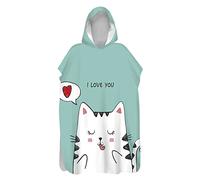 Lukery 3D Panda Animals Printed Changing Poncho Towel Robe for Adult Kids, Quick Dry Hooded Beach Towel Robe, Microfibre Bath Robe with hooded for Surfing Swimming Bath Travel (Cat,60x110cm)