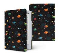 Lukery 3D Planet Print Universal Case for Kindle, Ebook Reader E Reader Protective Case, Shockproof PU Leather Stand Cover with Handstrap, Compatible with All 6.8/7 inch (Black)