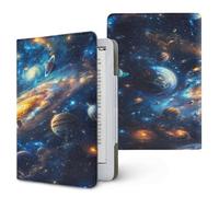 Lukery 3D Planet Print Universal Case for Kindle, Ebook Reader E Reader Protective Case, Shockproof PU Leather Stand Cover with Handstrap, Compatible with All 6.8/7 inch (Blue)