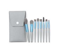 Lukery 8-Piece Makeup Brush Set with Bag (Blue Grey) | Compact travel cosmetic brush set for on the go, soft make-up brush, mini cosmetic brush for beginners and on the go