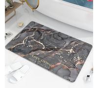 Lukery Absorbent Bath Mats, Quick-Drying Diatom Mud Bathroom Shower Floor Mat, Marble Rectangle Bathroom Rug Tub Floor, Rug for Bedroom Kitchen Toilet Door (Rose Gold Gray,40x60cm)