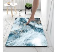 Lukery Absorbent Bath Mats, Quick-Drying Diatom Mud Bathroom Shower Floor Mat, Marble Rectangle Bathroom Rug Tub Floor, Rug for Bedroom Kitchen Toilet Door (Aqua,45x70cm)
