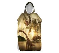 Lukery Changing Poncho Towel Robe, Beach Surfing Swimming Poncho Robe with 3D Animal Printed, Light Weight Changing Towel Poncho with Hood for Adult Boys Kids (Dinosaur,60x110cm)