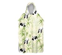 Lukery Changing Poncho Towel Robe for Adult Kids, 3D Panda Printed Quick Dry Surfing Swimming Poncho Robe, Microfibre Light Weight Changing Towel with Hooded for Girls Boys (Panda 6,60x110cm)