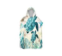 Lukery Changing Robe Towel Poncho Hooded for Kids Adults, Printed Absorbent Large Poncho Quick Dry Microfibre Surf Poncho for Surfing Swimming Wetsuit Beach Changing (80x110cm,Ocean civilization)
