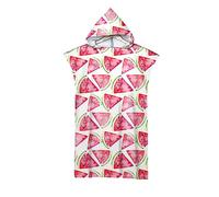 Lukery Changing Robe Towel Poncho Hooded for Kids Adults, Watermelon Printed Absorbent Large Poncho Microfibre Surf Poncho for Surfing Swimming Wetsuit Beach Changing (75x140cm,summer watermelon)