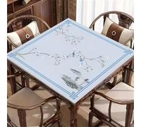 Lukery Chinese-Style Landscape Water Absorbency Mahjong Mat for Table, Silent Noise-Reducing Mahjong Mat Non-Slip Table Cover, for Poker Card Board Tile Games Dominoes (Blue,100x100cm)