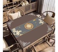 Lukery Chinese-Style Landscape Water Absorbency Mahjong Mat for Table, Silent Noise-Reducing Mahjong Mat Non-Slip Table Cover, for Poker Card Board Tile Games Dominoes (Brown,60x60cm)