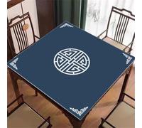 Lukery Chinese Style Thickened Square Mahjong Mat for Table (Dark Blue,90x90cm)