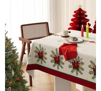 Lukery Christmas Table Cloth, Rectangular PVC Tablecloth 100% Waterproof Oil-Resistant Tablecloths Xmas Table Decoration for Party Kitchen Garden round/oval-Table Outdoor Indoor (Style E,80x120cm)