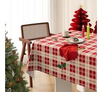 Lukery Christmas Table Cloth, Rectangular PVC Tablecloth 100% Waterproof Oil-Resistant Tablecloths Xmas Table Decoration for Party Kitchen Garden round/oval-Table Outdoor Indoor (Style A,120x120cm)