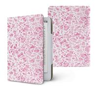 Lukery Colorful Stone Textures Universal Case for Kindle, Ebook Reader E Reader Protective Case, Shockproof PU Leather Stand Cover with Handstrap, Compatible with All 6.8/7 inch (Pink)