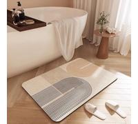 Lukery Diatom Mud Absorbent Bath Mats, Retro Style Bathroom Rug Tub Floor, Shower Room Bathroom Floor Mat, Quick-Drying Rug for Kitchen Toilet Bedroom Door (Lines,60x90cm)