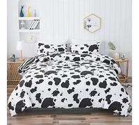 Lukery Duvet Cover Set, Cow and Zebra Double Sided Reversible Design Bedding set 3 Piece, Microfiber Single Double Super King Quilt Case with 2 Pillowcases for Boys or Girls (Cow & Zebra,200 * 200cm)