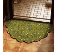 Lukery Floral Bath Mat Bathroom Rug Non-Slip Rubber Shower Room Bathroom Floor Bathmat, Thin Absorbent Quick Dry Bath Rug for Kitchen Toilet Tub Floor Outside Bathtub (Green,30x40cm)