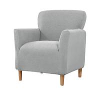 Lukery Jacquard Stretch Sofa Slipcover 1 Seater, Solid Color Non Slip Soft Furniture Couch Sofa Cover Washable Protector Sofa Cover for Armchair Small Arm Sofa (light grey)