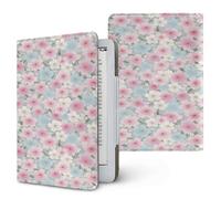 Lukery Japanese Sakura Style Universal Case for Kindle, Ebook Reader E Reader Protective Case, Shockproof PU Leather Stand Cover with Handstrap, Compatible with All 6.8/7 inch (Floral)