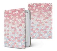 Lukery Japanese Sakura Style Universal Case for Kindle, Ebook Reader E Reader Protective Case, Shockproof PU Leather Stand Cover with Handstrap, Compatible with All 6.8/7 inch (Gradient Pink)
