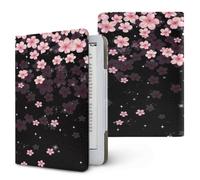 Lukery Japanese Sakura Style Universal Case for Kindle, Ebook Reader E Reader Protective Case, Shockproof PU Leather Stand Cover with Handstrap, Compatible with All 6.8/7 inch (Black)