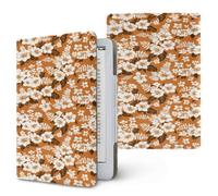 Lukery Jungle Floral Pattern Universal Case for Kindle, Ebook Reader E Reader Protective Case, Shockproof PU Leather Stand Cover with Handstrap, Compatible with All 6.8/7 inch (Orange)
