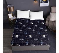 Lukery King Size Fitted Sheets, All Around Breathable Fitted Sheet Bottom - Up to 12 Inch Deep Pocket, Elastic bedsheets for Single Small Double Superking Bed (universe,160x200+30cm)