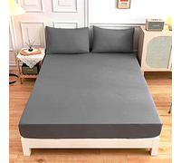 Lukery King Size Fitted Sheets, All Around Solid Color Breathable Fitted Sheet Bottom - Up to 27cm Deep Pocket, Elastic Bedsheets for Single Small Double Superking (Silver gray,90x200+27 cm)