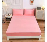 Lukery King Size Fitted Sheets, All Around Solid Color Breathable Fitted Sheet Bottom - Up to 27cm Deep Pocket, Elastic Bedsheets for Single Small Double Superking (Light pink,120x200+27 cm)
