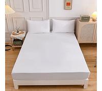 Lukery King Size Fitted Sheets, All Around Solid Color Breathable Fitted Sheet Bottom - Up to 27cm Deep Pocket, Elastic Bedsheets for Single Small Double Superking (White,90x200+27 cm)