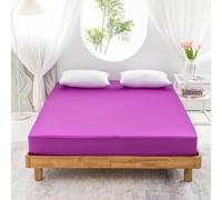 Lukery King Size Fitted Sheets Satin Silk, All Around Breathable Fitted Sheet Bottom 30cm Deep Pocket, Silky Elastic bedsheets for Single Small Double Superking (dark purple,150x200+30cm)