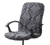 Lukery Luxury Stretch Office Chair Cover Classic Baroque Design Jacquard High Back Computer Chair Covers Rotating Chair Slipcover Universal Office Desk Boss Chairs Protectors (L,Black)