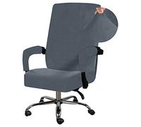 Lukery Luxury Velvet Office Chair Cover High Back Computer Chair Covers, Stretch Spandex Rotating Chair Slipcover with Arm Covers Removable Washable Office Boss Chairs Protectors (Lake blue,XL)