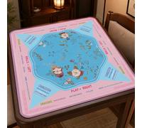 Lukery Mahjong Mat for Table 31.5x31.5 Non-Slip (Blue + Pink)
