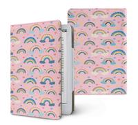 Lukery Nordic Rainbow Print Universal Case for Kindle, Ebook Reader E Reader Protective Case, Shockproof PU Leather Stand Cover with Handstrap, Compatible with All 6.8/7 inch (Pink)