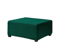 Lukery Ottoman Cover Soft High Stretch Rectangle Footstool Slipcover Elastic Bottom Washable Pouffe Cover Footrest Stool Protector for Living Room Bedroom (M stretched 85x72x32cm,dark green)