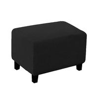 Lukery Ottoman Cover Soft High Stretch Rectangle Solid Color Thickened Footstool Slipcover Elastic Bottom Removable Washable Pouffe Cover Footrest Stool Protector (Small,Black)