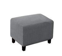 Lukery Ottoman Cover Soft High Stretch Rectangle Thickened Footstool Slipcover Elastic Bottom Removable Washable Pouffe Cover Footrest Stool Protector (Small,Dark gray)