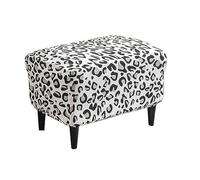 Lukery Ottoman Cover Stretch Rectangle, Footstool Slipcover with Elastic Bottom Removable Washable Pouffe Cover Footrest Stool Protector for Living Room Bedroom (Leopard)