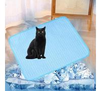 Lukery Pet Cooling Mat for Cats and Dogs, XS-XXL Large Pet Cool Mats for Dogs Cats in Hot Summer Cooling Portable Washable Ice Silk Fabric for Crates, Kennels and Beds (L-70 * 55cm,Blue)