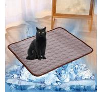 Lukery Pet Cooling Mat for Cats and Dogs, XS-XXL Large Pet Cool Mats for Dogs Cats in Hot Summer Cooling Portable Washable Ice Silk Fabric for Crates, Kennels and Beds (S-50x40cm),Brown