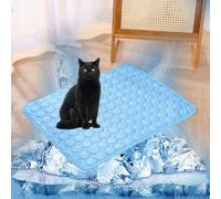 Lukery Pet Cooling Mat for Cats and Dogs, XS-XXL Large Pet Cool Mats for Dogs Cats in Hot Summer Cooling Portable Washable Ice Silk Fabric for Crates, Kennels and Beds (L-70x55cm,Blue)