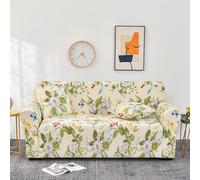 Lukery Printed Stretch Sofa Slipcover 4/3/2/1 Seater Non Slip Soft Furniture Couch Sofa Cover Washable Protector Sofa Cover with 2 Pillowcase for Armchair Loveseat (2 seater,flowers and leaves)