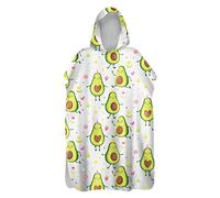Lukery Quick Dry Changing Poncho Towel Robe, Microfibre Light Weight Surfing Swimming Poncho Robe, 3D Fruit Printed Changing Towel with Hooded for Adult Boys Kids (Avocado,60x110cm)