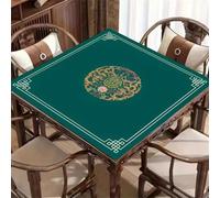 Lukery Retro Chinese-Style Water Absorbency Mahjong Mat for Table, Silent Noise-Reducing Mahjong Mat Non-Slip Table Cover, for Poker Card Board Tile Games Dominoes (Turquoise,60x60cm)