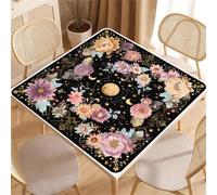 Lukery Retro Floral Print Square Mahjong Mat for Table (Moon,100x100cm)