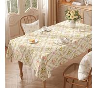 Lukery Retro Floral Table Cloth Rectangular PVC Tablecloth Waterproof Oil-Resistant Tablecloths Decoration for Party Kitchen Garden Round Oval Table (Yellow,140x200cm)