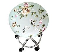 Lukery Round Stool Cover Stretch Chair Seat Protector Covers, Washable Easy Care Soft and Durable Anti Slip Removable Bar Stool Cushion Case for Dia 30-45cm (1pcs,rose flower)